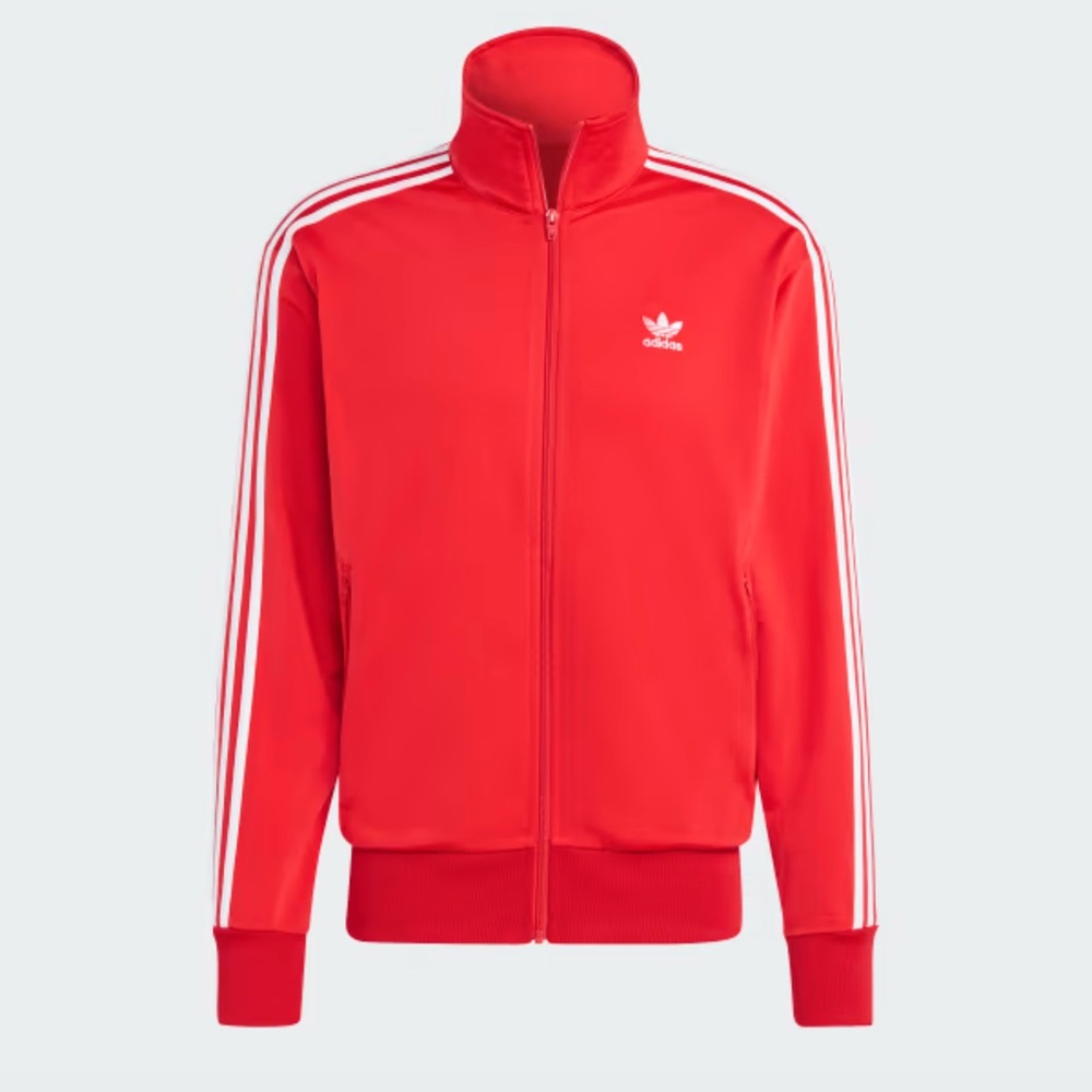 Adidas Red Bomber Jacket with Iconic Stripes